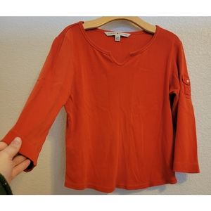 VNT womens Tommy Hilfiger orange quarter slip blouse size Large orange ge color